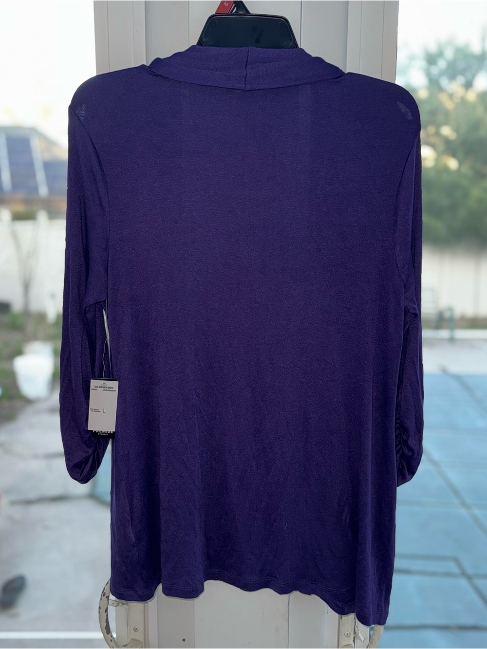 Premise Studio Purple Open Front Cardigan Women’s L Modal Spandex Shrug Duster - Picture 8 of 9